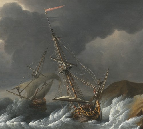 Tableaux et dessins Tableaux XVIIe siècle - Navires dans la tempête – Jan Theunisz Blanckerhoff (1628 – 1669)