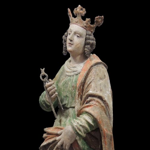 Art sacré, objets religieux  - Ste Apollonie-Statue tilleul polychromée-Hte-Souabe XVIe siècle