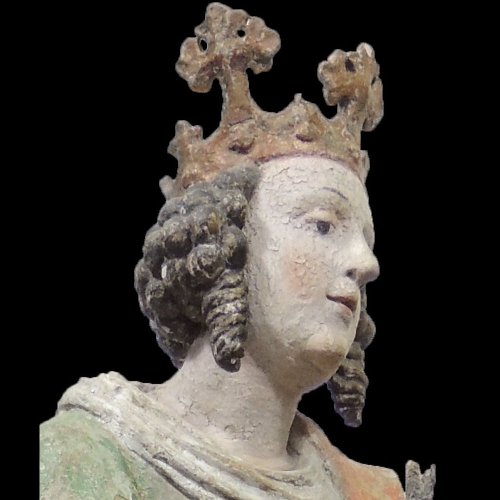 Ste Apollonie-Statue tilleul polychromée-Hte-Souabe XVIe siècle - Galerie Thierry Matranga