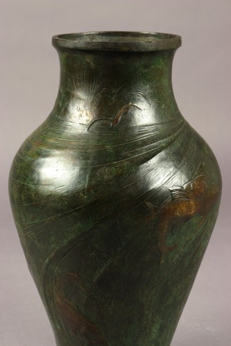Antiquités - Vase en bronze à décor japonisant - Frédéric Brou (1862-1925)