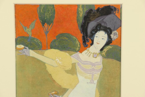 Elegante à l'oiseau - Georges de Feure (1868-1943)  - Art Revival