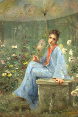 Jeune femme sous un parasol - Walter Anderson (1856-1887) - Tableaux et dessins Style Art nouveau