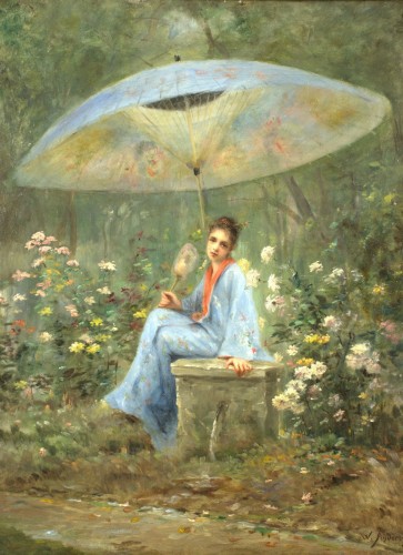 XXe siècle - Jeune femme sous un parasol - Walter Anderson (1856-1887)
