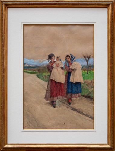 Antiquités - Eugenio Spreafico (1856 – 1919) - Femmes avec enfants