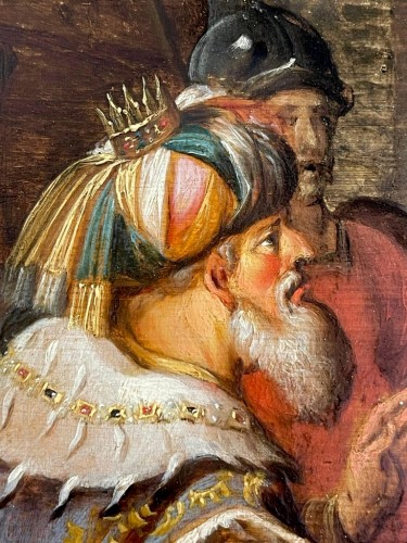 XVIIe siècle - Paris présentant Hélène à Priam, Hécube et la cour de Troie, attribué à Hans III Jordaens