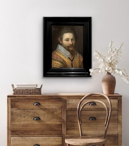 Antiquités - Portrait d'homme de 1605 - maître ancien hollandais du XVIIe siècle