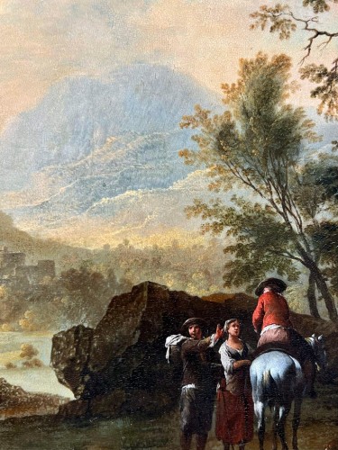 XVIIIe siècle - Voyageurs dans un paysage - attribué à Franz Paula de Ferg (1689 – 1740)