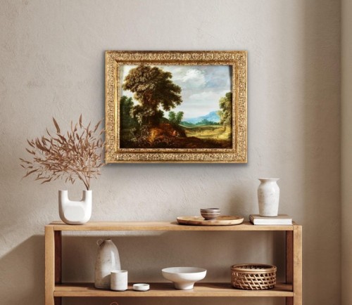 Paysage avec un chêne majestueux attribué à Alexandre Keirinckx - Tableaux et dessins Style 