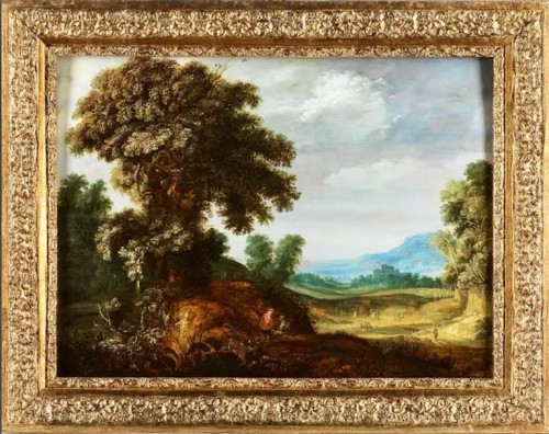 Tableaux et dessins  - Paysage avec un chêne majestueux attribué à Alexandre Keirinckx