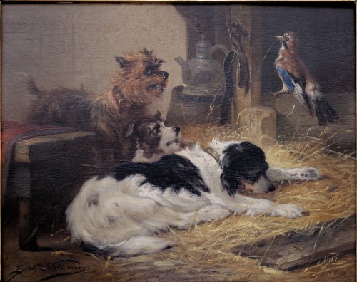 Les chiens se reposant - Zacharias Noterman (1824 - 1890)