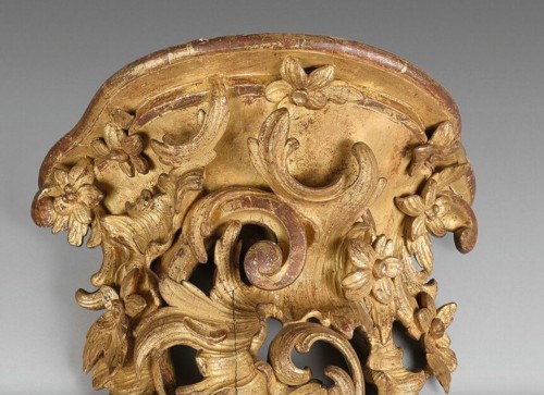 Paire de consoles en bois de chêne doré, Paris époque Louis XV - Franck Baptiste Paris