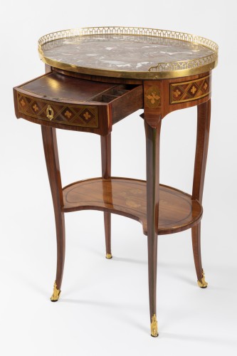 Table de salon en marqueterie à la reine estampillée Reizell , Paris vers 1770 - Franck Baptiste Paris