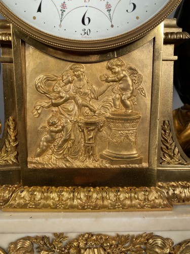 Antiquités - Pendule de cheminée aux faunes musiciens, Thomire à Paris vers 1790