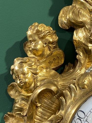 Cartel d’apparat en bronze doré, Paris époque Louis XV - Horlogerie Style Louis XV