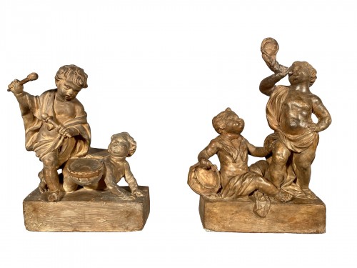 Projet de chenets en terre cuite aux enfants musiciens, Paris vers 1770