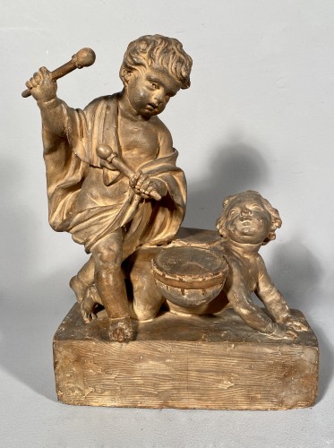 Projet de chenets en terre cuite aux enfants musiciens, Paris vers 1770 - Franck Baptiste Paris