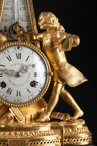Horlogerie Pendule - Pendule thermomètre Rousseau et Voltaire, Paris vers 1778