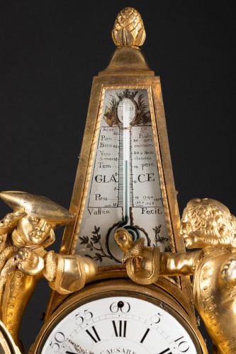 XVIIIe siècle - Pendule thermomètre Rousseau et Voltaire, Paris vers 1778