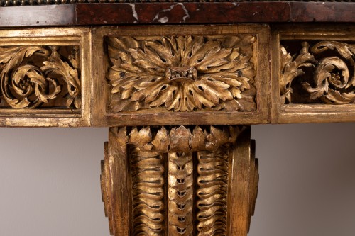 Antiquités - Console en bois de chêne doré d’après de Lalonde vers 1785