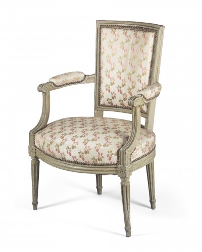 XVIIIe siècle - Paire de fauteuils en cabriolet d'époque Louis XVI