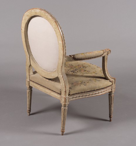 Suite de quatre fauteuils à la reine par N-T Porrot, époque Louis XVI - Sièges Style Louis XVI