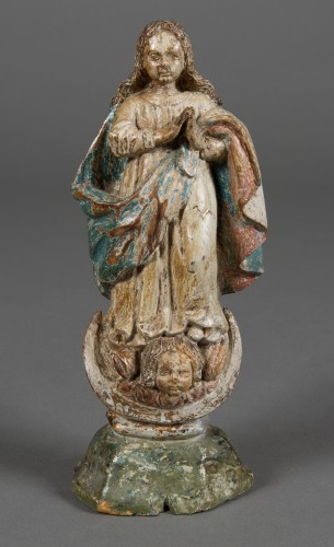 Vierge de l'Assomption, Espagne ou Portugal, XVIIe siècle - Sculpture Style Louis XIII