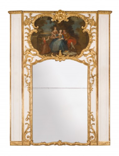Important trumeau miroir Régence, époque XVIIIe