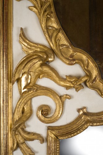 Important trumeau miroir Régence, époque XVIIIe - Miroirs, Trumeaux Style Régence