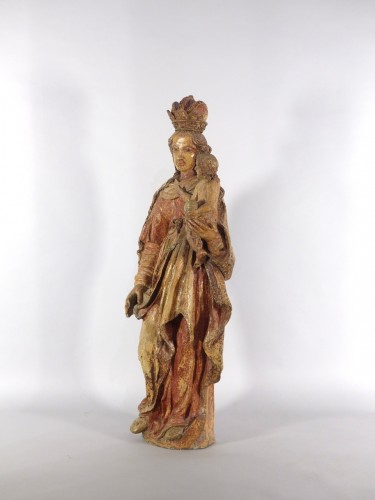 Vierge à l'Enfant, Sarthe XVIIIe siècle - Sculpture Style Louis XIV