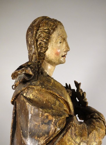 XVIIe siècle - Grande statue polychrome