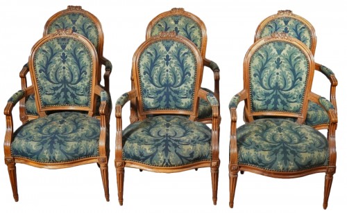 Série de six fauteuils cabriolets Louis XVI