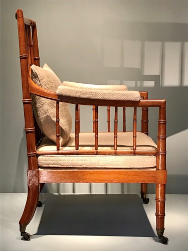 XIXe siècle - Grand fauteuil à barreaux