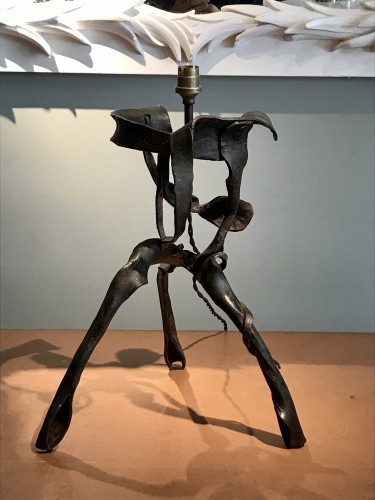 Lampe sculpture en fer forgé - Georges Charpentier dit Gino - Années 50-60