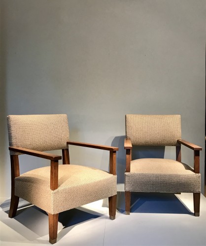 Paire de fauteuils en chêne 1930 - André Devêche - Art Déco