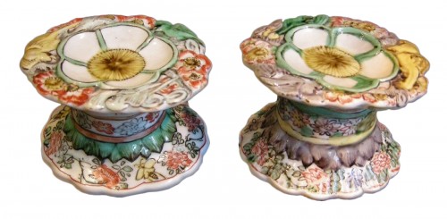 Paire de salerons en porcelaine Famille Verte Kangxi 1662/1722