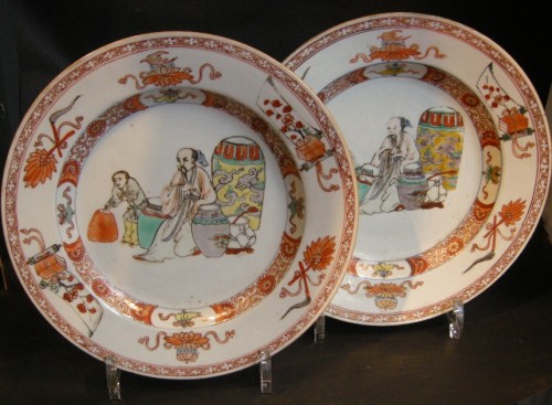 Assiettes en porcelaine de la famille verte - Chine 1715/1720 - Bertrand de Lavergne