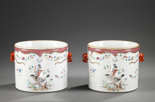 Paire de rafraichissoirs - Chine de commande XVIIIe siècle - Céramiques, Porcelaines Style 