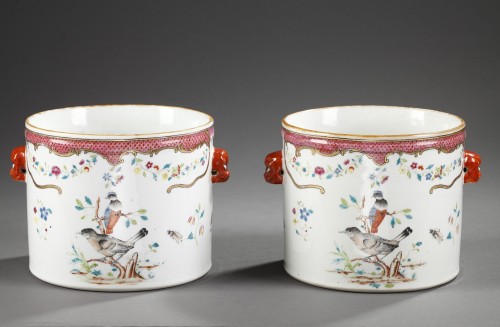 Céramiques, Porcelaines  - Paire de rafraichissoirs - Chine de commande XVIIIe siècle