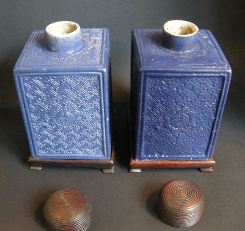Paire de boites a thé en porcelaine Chine epoque Jiaqing 1796/1820 - Bertrand de Lavergne