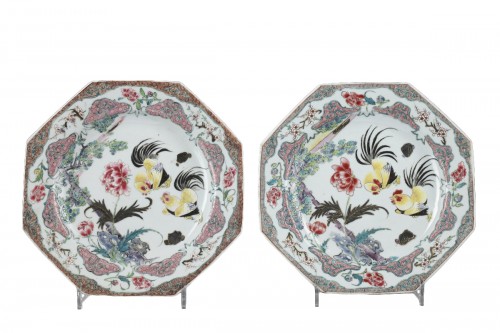Paire d'assiettes Famille rose - Chine vers 1735/1740