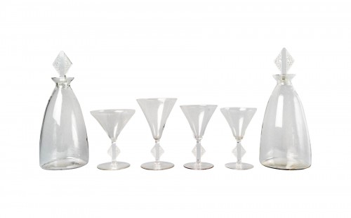 1924 René Lalique - Service de verres Savegrne de 34 pièces