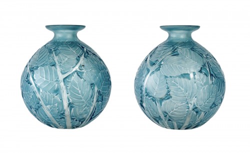 1929 René Lalique - Paire de vases Milan