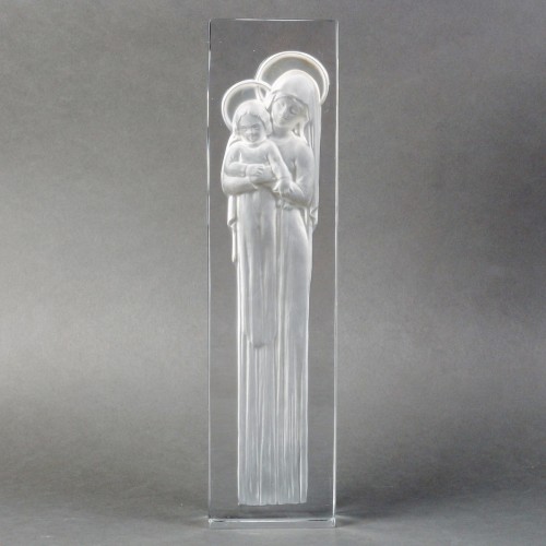 1934 René Lalique - Statue Vierge à l'Enfant - Art Déco
