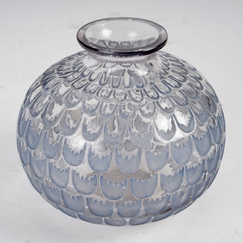1930 René Lalique - Vase Grenade Bleu - Verrerie, Cristallerie Style Art Déco