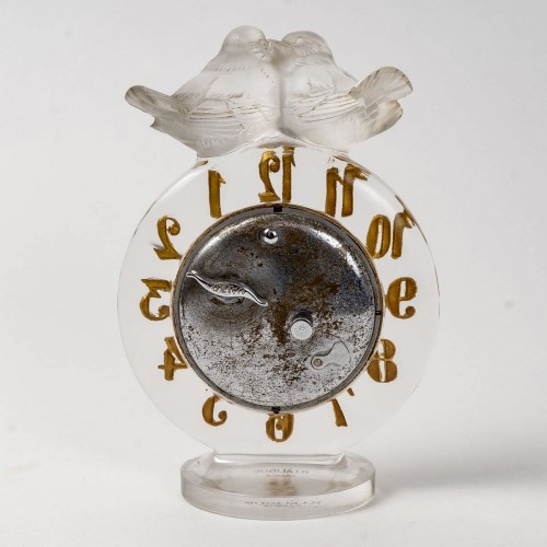 1931 René Lalique - Pendule Antoinette Mouvement Mécanique Oméga - BG Arts