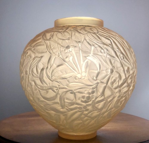Antiquités - 1920 René Lalique - Vase Gui Jaune Opalescent
