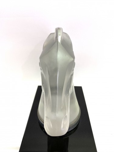 Verrerie, Cristallerie  - 1929 René Lalique - Mascotte Serre-Livres Longchamp B verre blanc socle verre noir