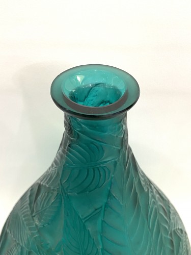 XXe siècle - 1923 René Lalique - Vase Sauges Verre Vert Canard