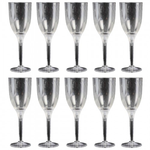 1950 Marc Lalique - Suite de 10 flûtes à champagne en cristal "Ange de Reims"