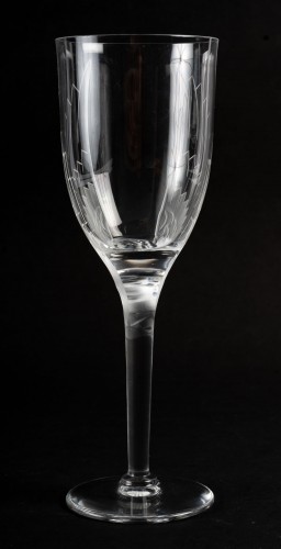 XXe siècle - 1950 Marc Lalique - Suite de 10 flûtes à champagne en cristal "Ange de Reims"